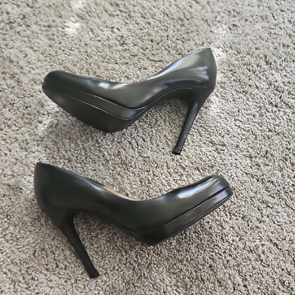 LK Bennett Black Patent Platform Stiletto Pumps 38.5